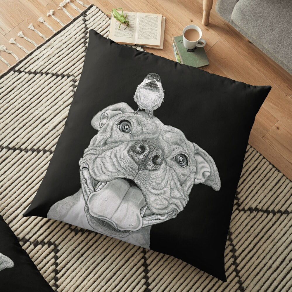 pit bull image on throw pillow 