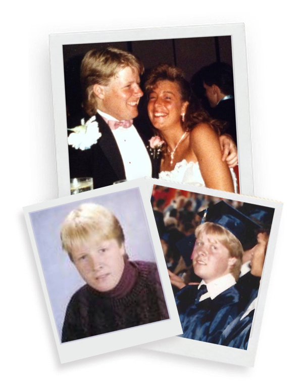 Bill Crane with Highschool Sweetheart Jennifer Braasch Crane at Prom 1990 Dundee Crown Highschool plus yearbook and graduation photos 