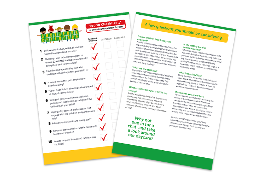 free top 10 checklist from Southfork Childcare