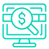 computer money magnifying glass icon