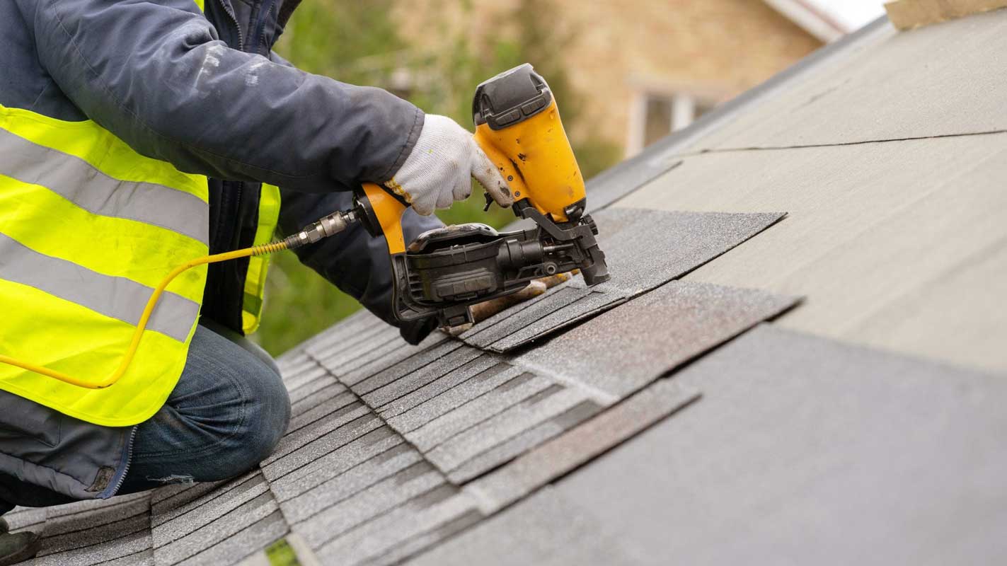 Roof Construction Worker - Nail Gun