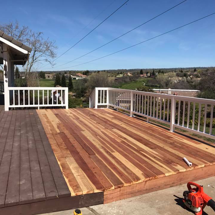 wooden deck red wood 