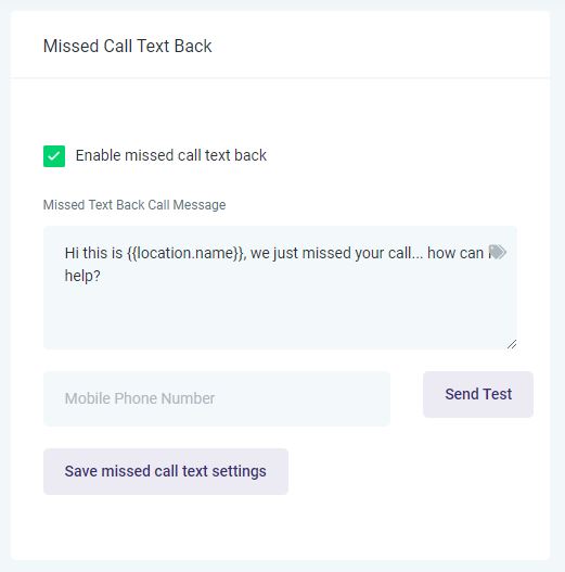 LeadLenz - Missed call text back feature