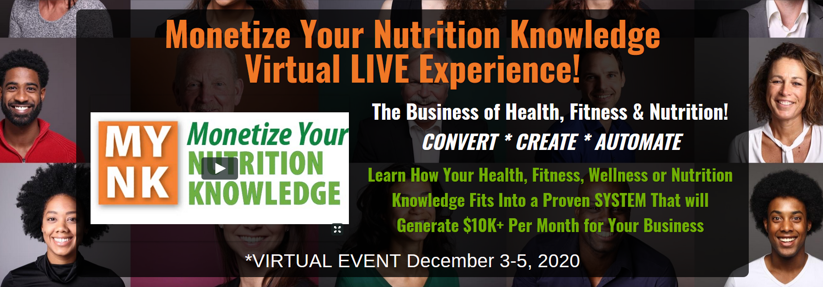 Monetize Your Nutrition Knowledge Virtual Live Experience for Health, Fitness, Wellness & Nutrition Professionals, Coaches and Business Owners