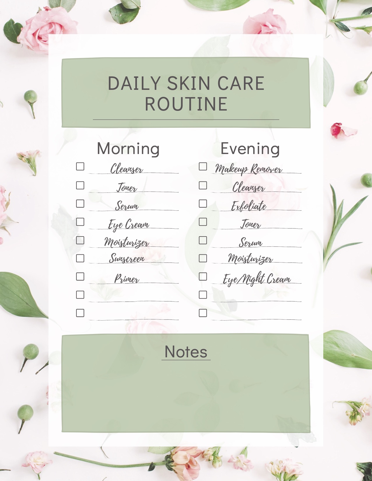 Free Printable Skincare Routine Tracker