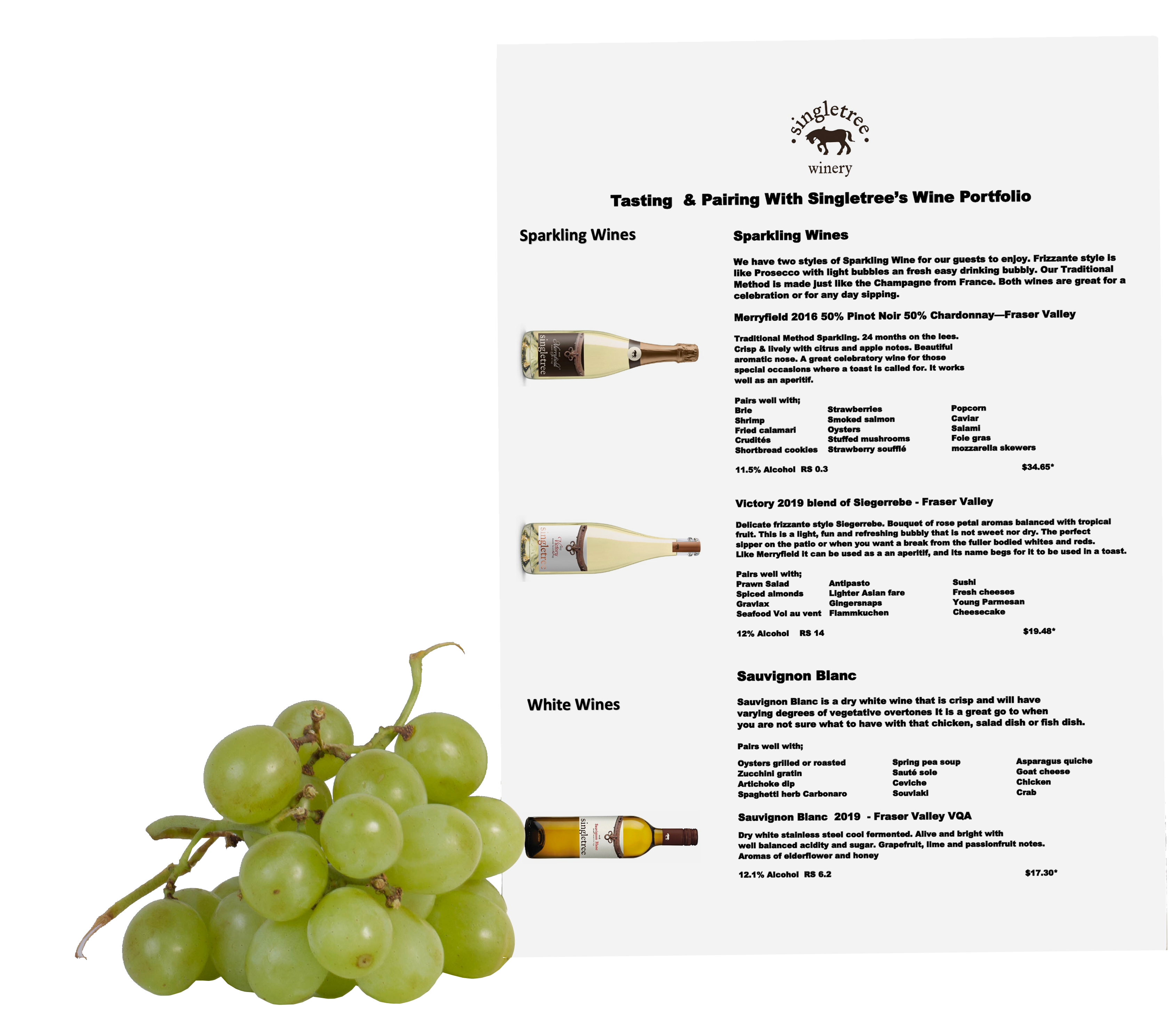 Wine pairing menu
