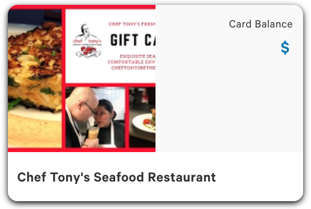 Order your gift card from Chef Tony's